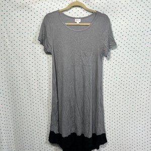 LulaRoe Carly Gray & Black Waffle Knit Short Sleeve Dress